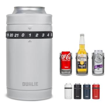 Imagem de DUALIE Tracker Cooler para bebidas – Contador de pontuação de jogos e refrigerador de latas isolado 3 em 1 – Tamanho universal para latas de 350 ml, latas finas e garrafas - cinza neblina