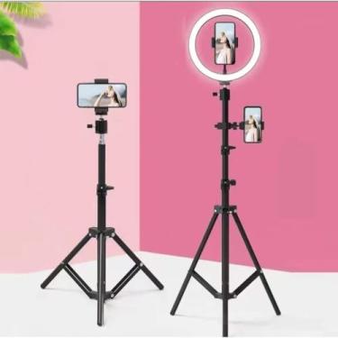 Imagem de Ring Light 30cm com Tripé Profissional 2,1m – Luz de LED para Vídeos, Selfies e Maquiagem – 3 Tons de Iluminação com Suporte de Celular