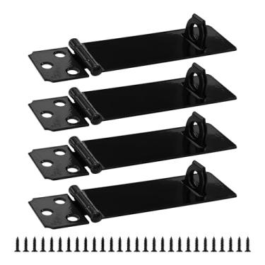 Imagem de AUXBC 4 peças, conjunto de ferrolho de cadeado de 10 cm, trava de porta de ferro pintada de preto, trava deslizante para cerca, armário, galpão, armazenamento de jardim