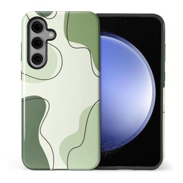 Imagem de ilikediy Capa para Samsung Galaxy S24, HL2 arte ondulada verde híbrido 2 camadas capa protetora de silicone com design padrão de proteção