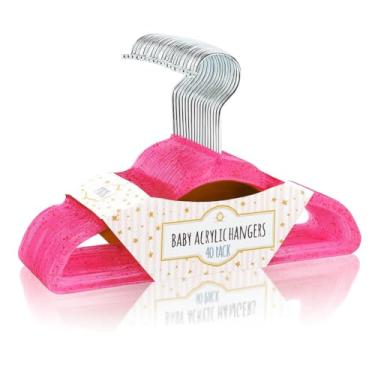 Imagem de CONCEPTS Pacote com 40 cabides infantis de acrílico antiderrapante com glitter, organizador de armário para bebês recém-nascidos, pequenos cabides para roupas de bebê, calças, camisas, economia de