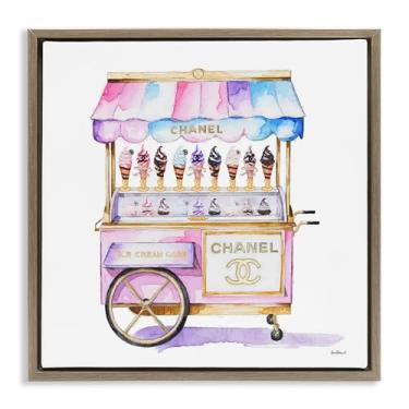 Imagem de Stupell Industries Arte de parede em tela flutuante marrom com moldura de carrinho de sorvete glamoroso por Amanda Greenwood, 45,7 x 45,7 cm