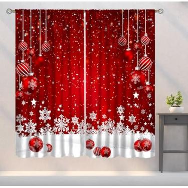 Imagem de YSWOW Cortinas de Natal, flocos de neve, tema de inverno, arte impressa, blackout para decoração de casa, festa, quarto, sala de estar, tecido, 2 painéis, 203 x 203 cm, 80% de taxa de sombreamento