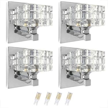 Imagem de Kit 4 Arandela Interna Cristal Cromado Corredor Bet38 + Led