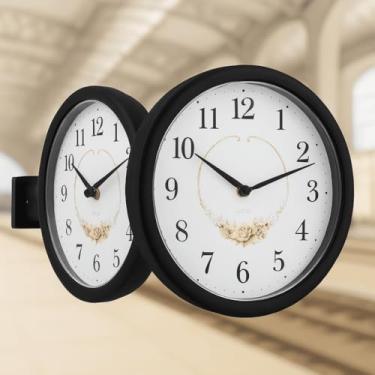 Imagem de Relógio Parede Dupla Face Vintage Retrô Estação Trem