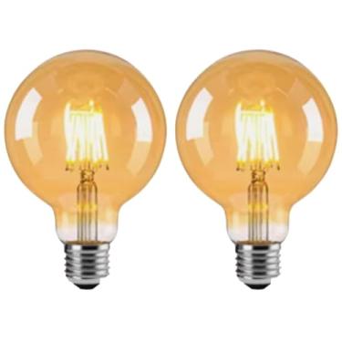 Imagem de Kit 2x Lâmpada Filamento Carbono Retrô Vintage G80 E27 40W 2400K Dimerizável (Tensão 220V)