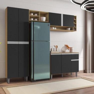 Imagem de Cozinha Compacta Atlanta amendoa preto - CasaH