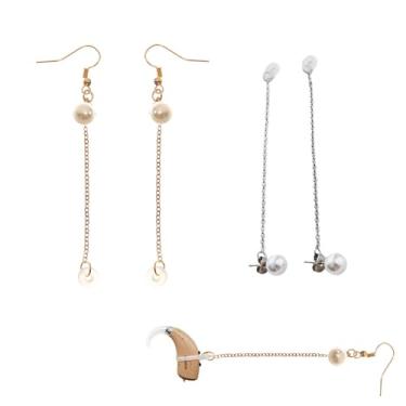 Imagem de DeaHea Pacote com 4 clipes de brincos para aparelhos auditivos antiperda suporte protetor de cordão universal BTE clipe gancho brincos de corrente para idosos recarregáveis aparelhos auditivos OTC