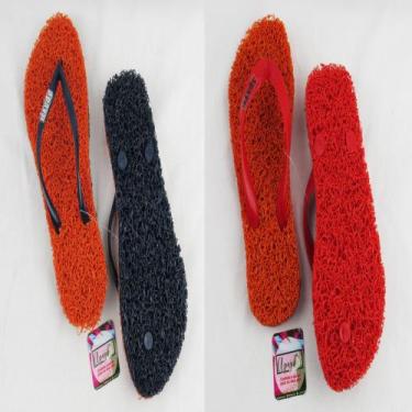 Imagem de 2 pares de Chinelos Apaju  duplo capacho massageador, Laranja, 37/38