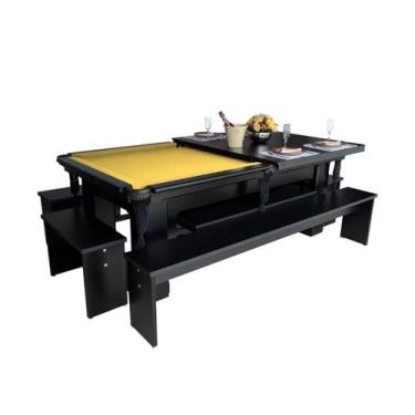 Imagem de Mesa de Sinuca e Jantar com 4 Bancos - 1,96x1,06 - Nelson Bilhares, Ha