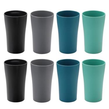 Imagem de SANLUNS Copos premium de palha de trigo inquebráveis – Conjunto de 8 copos alternativos para copos de plástico inquebráveis, fáceis de limpar e reutilizáveis, seguros para lava-louças, copos de água