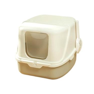Imagem de Caixa de areia para gatos, bandeja de areia com capuz, caixa de areia de gatinho de plástico fechada, caixa de areia para gatos com aba da porta da frente, caixa de areia para gatos fácil de limpar