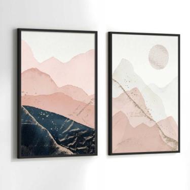 Imagem de Conjunto Quadros Decorativos com Moldura Abstrato Terracota Dourado Ro