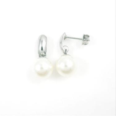 Imagem de Brinco Clássico de Pérola Aço Inox Leve Hipoalérgico