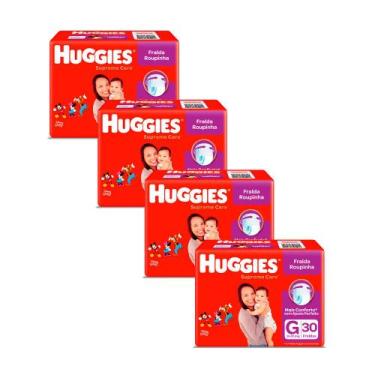 Imagem de Kit 4 Fralda Roupinha Huggies Supreme Care Tamanho G Pacote Mega 30 Un