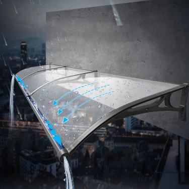 Imagem de Toldo De Pátio Frontal Ao Ar Livre, Toldo Para Entrada De Porta, Toldo De Janela Dossel De Porta Da Frente, Toldo De Janela Curvo, Adequado Para Jardins, Varandas E Port, Transparent, 60 * 300cm