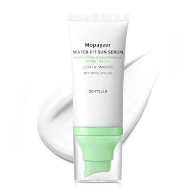 Imagem de Centella Protetor solar FPS 50, protetor solar para rosto, resistente à água, forte proteção UV, sem gesso branco, loção bronzeadora facial Centella Madagascar sem óleo para a pele coreana (verde 1)