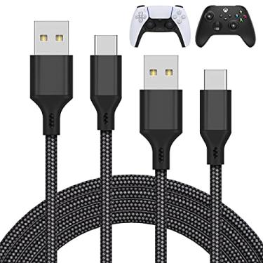 Imagem de MENEEA Pacote com 2 cabos de carregamento de 3 m para controle PS5/para Xbox Series X/para controle Xbox Series S, cabo USB C de substituição de nylon trançado acessórios para portas