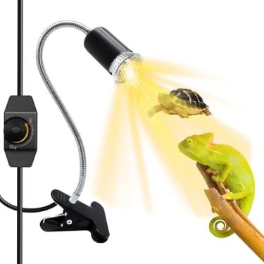 Imagem de WTETMYL Lâmpada de calor para répteis com braçadeira de metal, luz térmica de tartaruga flexível giratória de 40 cm de comprimento, suporte de lâmpada de cerâmica E27 para répteis de aquário de