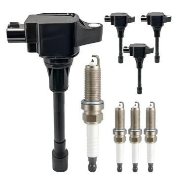 Imagem de PathyLevos Pacote De 4 Bobinas Ignição Uf549 E Vela 9029 Para L4 2.5L 2.0L 1.8L 1.6L Compatível Com Nissan Sentra Rogue Versa Altima Np300 2007-2019 Infiniti Fx50 M56 Qx60 Qx70 2009-2017