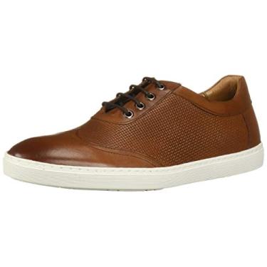 Imagem de Driver Club USA Tênis masculino de couro Brooklyn Mini Basket Wingtip, Cognac Nappa/Mini Basket, 38