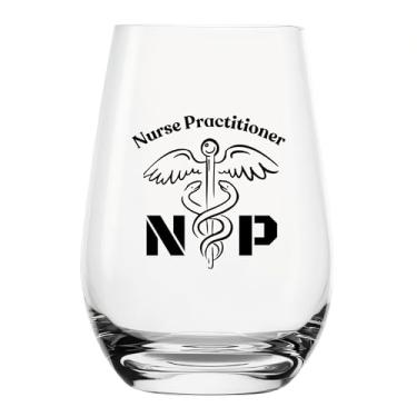 Imagem de YJXIN Taça de vinho engraçada sem haste NP Nurse Practitioner Taça de vinho, presente para médico, medicina, assistente, médico, enfermeira, estudantes, presentes de formatura para homens e mulheres