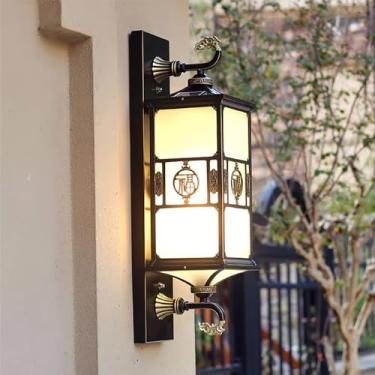 Imagem de Lâmpada De Parede Solar Simples À Prova D 'água Contemporânea Ao Ar Livre, Adequada Para Varanda, Corredor, Pátio, Porta De Villa, Hotel, Iluminação Para Decoração De Jardim (J H72CM Solar)