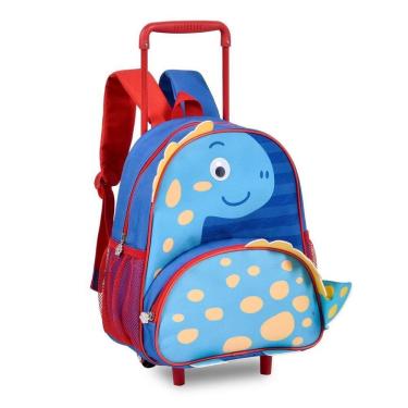 Imagem de Mochila Rodinhas Dinossauros Bolsa Carrinho Escolar Infantil