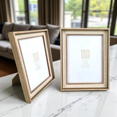 Imagem de Porta Retrato 15x20cm Sonne Madeira Mesa Moldura Dourada - MultiA