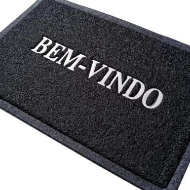 Imagem de Capacho Tapete de Entrada Bem Vindo 60cm x 40cm PVC Preto - Le Bianco
