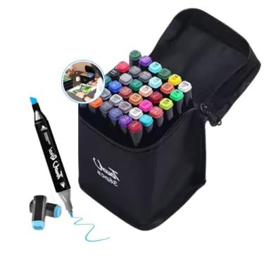 Imagem de Kit Marcadores Canetinha Ponta Dupla Touch Sweet + Estojo | Canetas Coloridas à Base de Álcool | Ponta Fina e Grossa | Ideal para Desenho, Arquitetura, Moda, Mangas e Ilustrações (36 CORES)