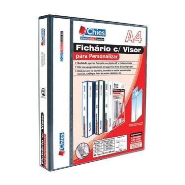 Imagem de Fichário revestido Cristal A4 preto 40mm c/ 4 argolas Chies