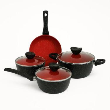 Imagem de Jogo de Panelas Ceramica Antiaderente Não Gruda o ALimento Facil de Li