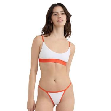 Imagem de Organic Basics Sutiã feminino Core Play de algodão orgânico aberto nas costas, Branco/vermelho vibrante, G