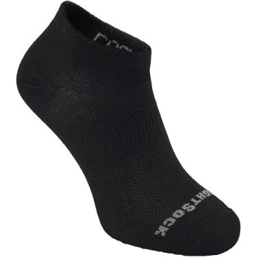 Imagem de Wrightsock CoolMesh II Meias de corrida Lo Quarter para homens e mulheres – Meias acolchoadas e ecológicas antibolhas – feitas nos EUA, Preto, P