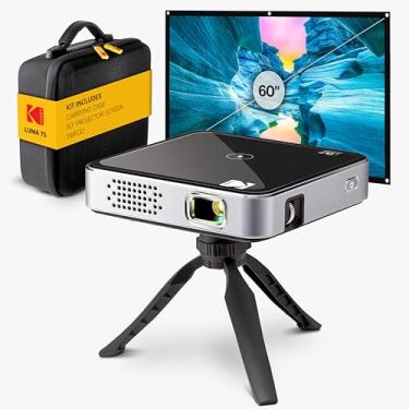 Imagem de KODAK Kit completo Luma 75 – projetor de bolso ultra mini DLP com capa, tripé e tela de 60 polegadas, bateria recarregável, alto-falante embutido, HDMI, USB, MicroSD – Portátil para casa, escritório e