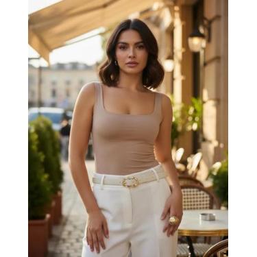 Imagem de Blusa regata básica Lisa feminina com forro sem Bojo Casual - Tribo mo