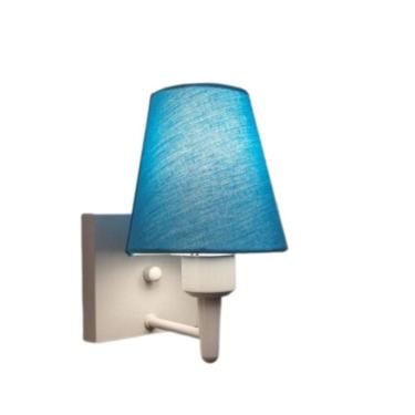 Imagem de Arandela Quadrada Md-2034 Branco Cúpula Em Tecido Cone Azul Bebê - Bivolt