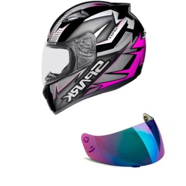 Imagem de Capacete Ebf New Spark Spot Preto e Rosa Mais Viseira Camaleão