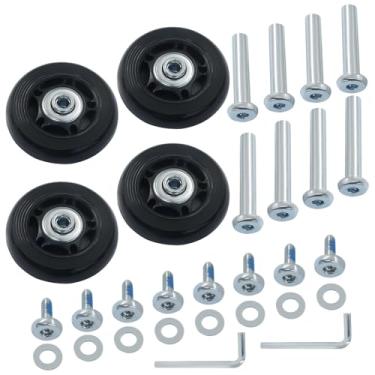 Imagem de Cionyce Rodas de substituição de bagagem de 60 x 18 mm - Rodízio giratório de borracha com rolamentos de esferas para reparo de malas, kit de substituição de roda de viagem resistente (pacote com 4)