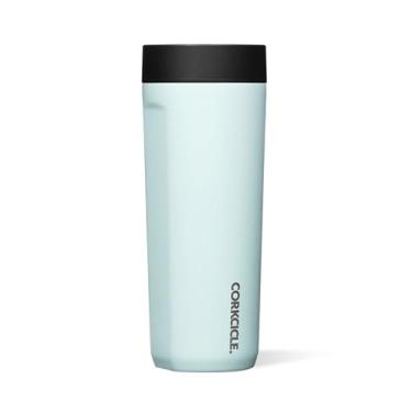 Imagem de Corkcicle Caneca de viagem Commuter Cup com tampa de 360°, azul pó brilhante, 500 ml – Caneca de café isolada com tampa mantém as bebidas frias por 18 horas, quentes 5 horas – Copo fino adequado para
