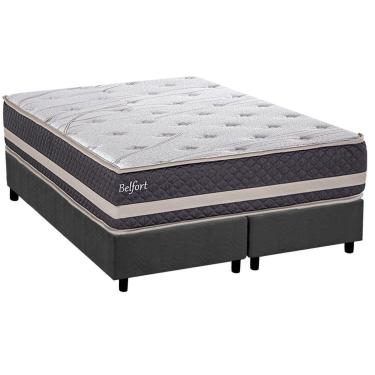 Imagem de Cama Box King: Colchão Ortopédico Herval AG65 Belfort + Base CRC Suede Gray (193x203)