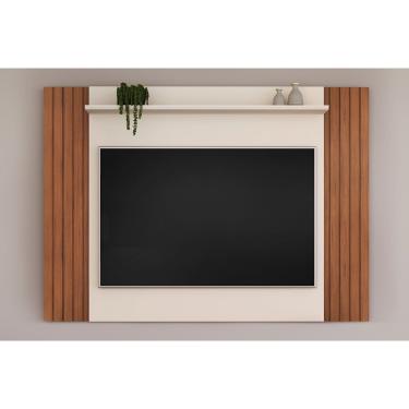 Imagem de Home p/ TV até 55 Pol Trend Ripado Extensível 108x150cm Freijó/Off White - DJ Móveis