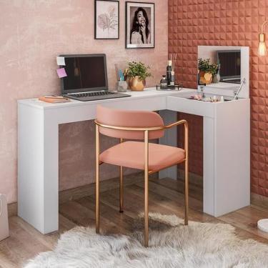 Imagem de Escrivaninha de canto com penteadeira Jade com tampa basculante nicho 
