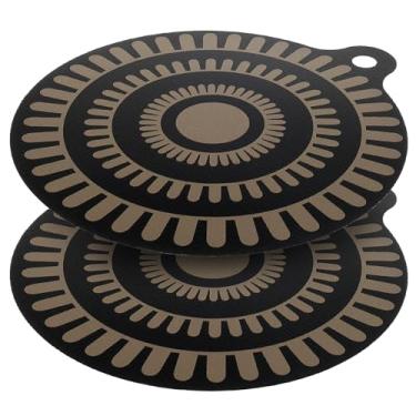 Imagem de FALESOUL Tapete de proteção de placa de indução de silicone termocrômico de 25 cm, tapete de silicone para fogão de indução, capa protetora de fogão de indução (preto-2 peças)