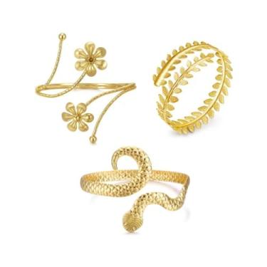 Imagem de Your Always Charm Joias de punho de braço para mulheres pulseira de flor ajustável pulseira de ouro braçadeira superior joias presentes para mulheres acessórios de fantasia de deusa grega, Metal, Sem