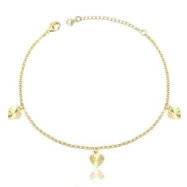 Imagem de Tornozeleira Elos Português com Corações 3D (22cm)