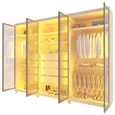 Imagem de Guarda-roupas Casal Absolut New 6 Portas Com 6 Portas Reflecta Com Pés Off White - Gelius