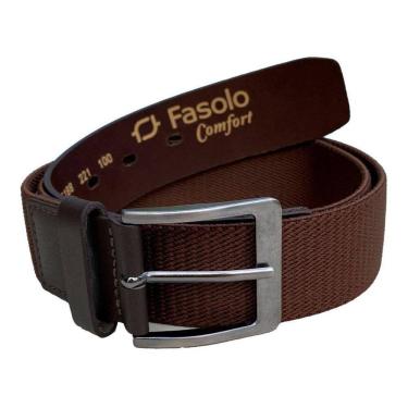 Imagem de Cinto Masculino Elástico De Couro Fivela Fasolo Café 120