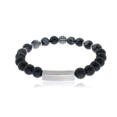 Imagem de Bracelete Rosso Aço Shambala 9Mm Vulcanica E Snowflake